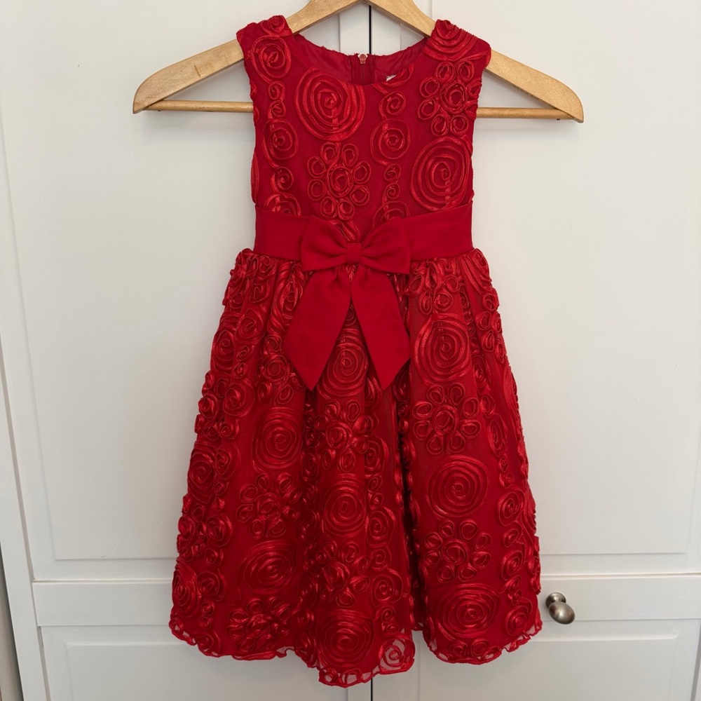 Rare Editions | Kid’s | Red Rosette |‎ Floral | Party | Holiday | Dress | 4